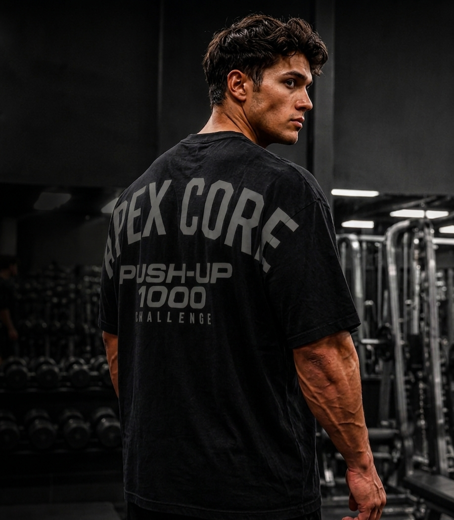 Apex Core Push-Up 1000 Challenge tee — male athlete